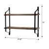 2 Tiers Floating Shelves Wall Mounted Industrial Wall Shelves for Living Room Bedroom Kitchen Entryway Wood Storage Shelf--YS - as picture