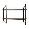 2 Tiers Floating Shelves Wall Mounted Industrial Wall Shelves for Living Room Bedroom Kitchen Entryway Wood Storage Shelf--YS - as picture