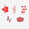 1 set of 10 Valentine's Day wine glass cards - Red