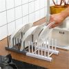 Kitchen Gadgets Multi-function Kitchen Dish Pot Lid Drain Rack Storage Rack - White