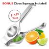 Bartender Kit Complete Cocktail Shaker Bar Tools Set with Lemon Squeezer - Silver