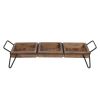 DunaWest Artisinal Wood Serving Tray, 3 Seperate Sections and Metal Frame, Brown, Black - Default