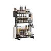 Three layer seasoning rack kitchen seasoning bottle storage rack household multifunctional installation free folding seasoning rack - default