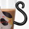Glass Cup Cute Coffee Cup Portable Dormitory Office Available - Black - 280ml