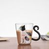Glass Cup Cute Coffee Cup Portable Dormitory Office Available - Black - 280ml