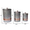 Galvanized Metal Lidded Canister With Copper Band, Set of Three, Gray - I457-AMC0014