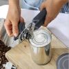 Stainless Steel Can Opener Manual Can Opener with Smooth Edge Heavy Duty Can Opener with Beer Bottle Opener Ergonomic Anti Slip Grip Handle - black