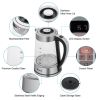 ZOKOP HD-251 2.2L 110V 1100W Electric Kettle Stainless Steel Glass Blue Light With Electronic Handle - as pic