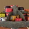 Benzara Galvanized Lazy Susan Organizer With 6 Pockets, Gray - I457-AMC0013
