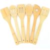 6Pcs Cooking Utensil Bamboo Wooden Spoons Spatula Kitchen Cooking Tools - Wooden