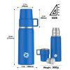 Healter 850ml Travel Vacuum Flask, Water Thermos Bottle for Coffee, Built-in Lid Cup, Stainless Steel, Thermal Tea Mug, Sport Bottles - Blue