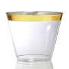 50 Pack - 9 Oz Plastic Cocktail Glass,sturdy Rimmed Plastic Cups Clear Cup Disposable Wedding Cup, Birthday Anniversary Party Cup - Rose gold Rim
