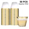 50 Pack - 9 Oz Plastic Cocktail Glass,sturdy Rimmed Plastic Cups Clear Cup Disposable Wedding Cup, Birthday Anniversary Party Cup - Rose gold Rim