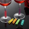 6Pcs Silicone Drink Markers Wine Glass Charms Markers Drink Markers for Champagne Flutes Cocktails - as the picture