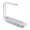 Kitchen Telescopic Sink Shelf Drainer Rack Kitchen Organizer Soap Sponge Holder Towel Rack Storage Basket Kitchen Accessories - White - United States