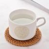 1 PC Round Natural Rattan Coasters Handmade Insulation Placemats Kitchen Decoration Accessories - Brown - 13cm