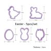 Easter Decoration Egg Rabbit Chick Butterfly Shape Cookies Cutter Plastic Fondant Biscuit Cake Mold - Purple - 4pcs/set