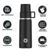 Healter 850ml Travel Vacuum Flask, Water Thermos Bottle for Coffee, Built-in Lid Cup, Stainless Steel, Thermal Tea Mug, Sport Bottles - Black