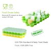 Silicone 37 Cubes Honeycomb Shape Ice Cube Maker Tray Mold Storage Container - Green - with lids