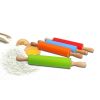 30cm Wooden Handle Silicone Rolling Pin Non-Stick Kitchen Baking Cooking Tool - Blue