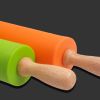 30cm Wooden Handle Silicone Rolling Pin Non-Stick Kitchen Baking Cooking Tool - Blue