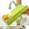 Foldable Chopping Board Rinse & Strainer Veggies & Fruit Cutting Board BPA-Free Plastic Multifunctional Cutting Board Mat - green
