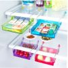 Refrigerator Pull out Bins - Hanging Retractable Fridge Shelf - Fridge Drawer - Storage Organizer Box - Red