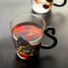 Glass Cup Cute Coffee Cup Portable Dormitory Office Available - Black - 280ml