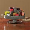 Benzara Galvanized Lazy Susan Organizer With 6 Pockets, Gray - I457-AMC0013