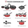 Home Delicacies Hard Anodized Nonstick Cookware Pots and Pans 17 Pieces Set - Black & Red - Hard anodized Aluminum