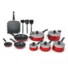 17 Pieces Hard Anodized Nonstick Cookware Pots and Pans Set - as show