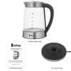 ZOKOP HD-251 2.2L 110V 1100W Electric Kettle Stainless Steel Glass Blue Light With Electronic Handle - as pic