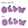 Easter Decoration Egg Rabbit Chick Butterfly Shape Cookies Cutter Plastic Fondant Biscuit Cake Mold - Purple - 4pcs/set
