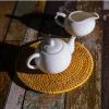 1 PC Round Natural Rattan Coasters Handmade Insulation Placemats Kitchen Decoration Accessories - Brown - 16cm