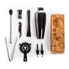 Bar Tools Cocktail Making 10-in-1 Cocktail Shaker Set Kit - Gun-Metal Black - Stainless Steel
