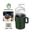 Healter 850ml Travel Vacuum Flask, Water Thermos Bottle for Coffee, Built-in Lid Cup, Stainless Steel, Thermal Tea Mug, Sport Bottles - Green