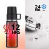 Healter 850ml Travel Vacuum Flask, Water Thermos Bottle for Coffee, Built-in Lid Cup, Stainless Steel, Thermal Tea Mug, Sport Bottles - Black