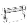Stainless Steel Single Layer, Inner Length 90cm Kitchen Bowl Rack Shelf - Black
