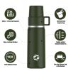 Healter 850ml Travel Vacuum Flask, Water Thermos Bottle for Coffee, Built-in Lid Cup, Stainless Steel, Thermal Tea Mug, Sport Bottles - Green